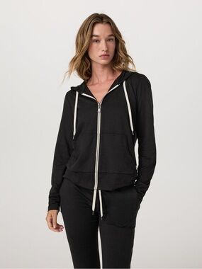 Vuori Black Zip-Front Hoodie with Drawstring